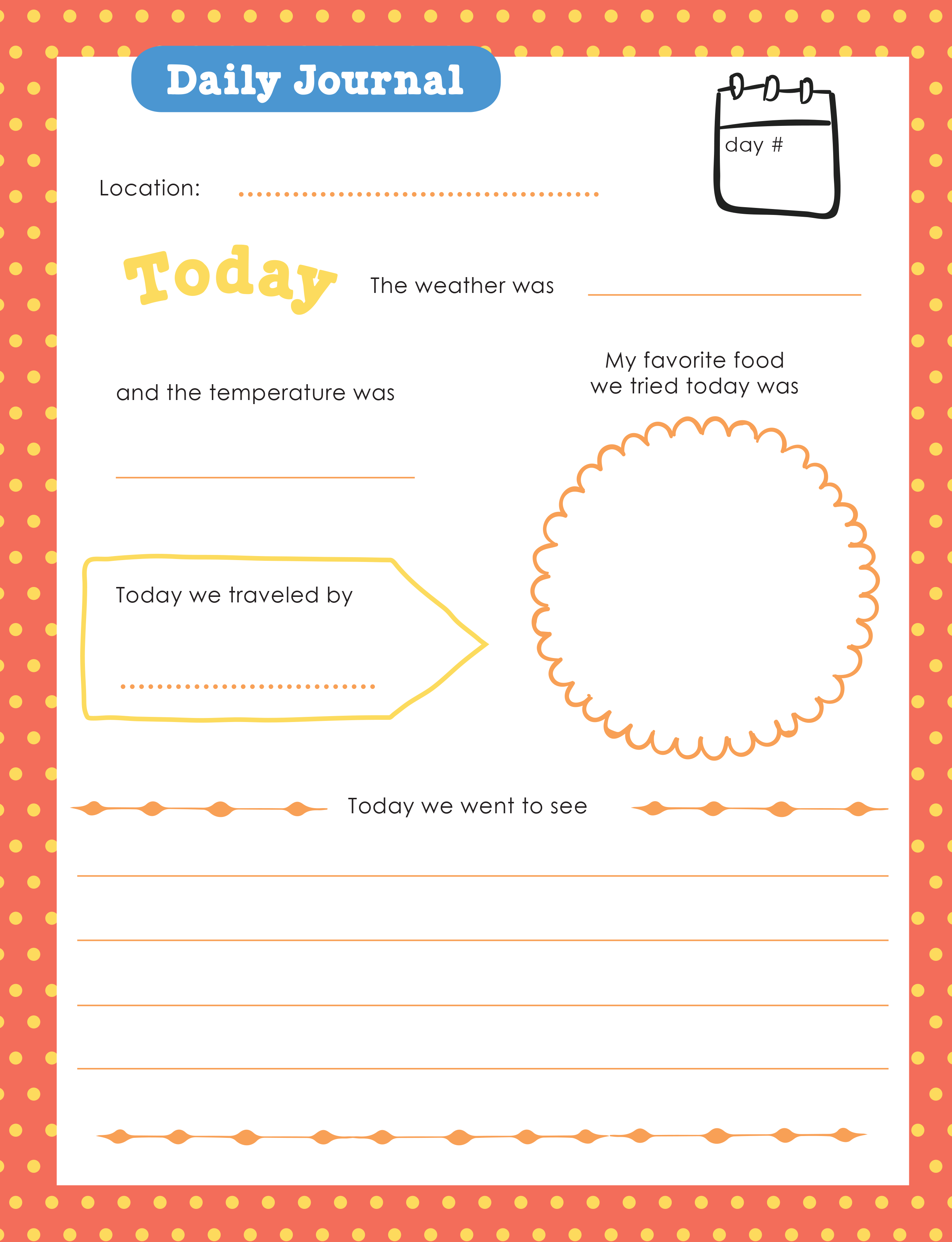 travel journal for kids template